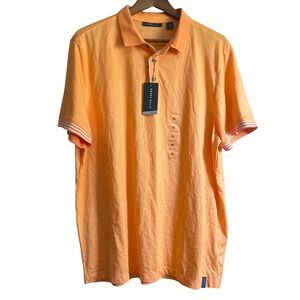 Perry‎ Ellis Icon Polo Shirt Tangerine Orange Short Sleeve XL